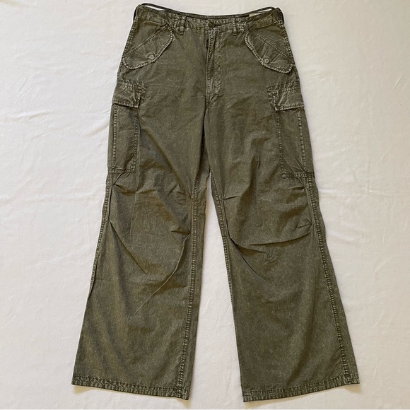 NWOT R13 Wide Leg Cargo Pant Olive Garment Dyed Cotton Poplin - Picture 5 of 12